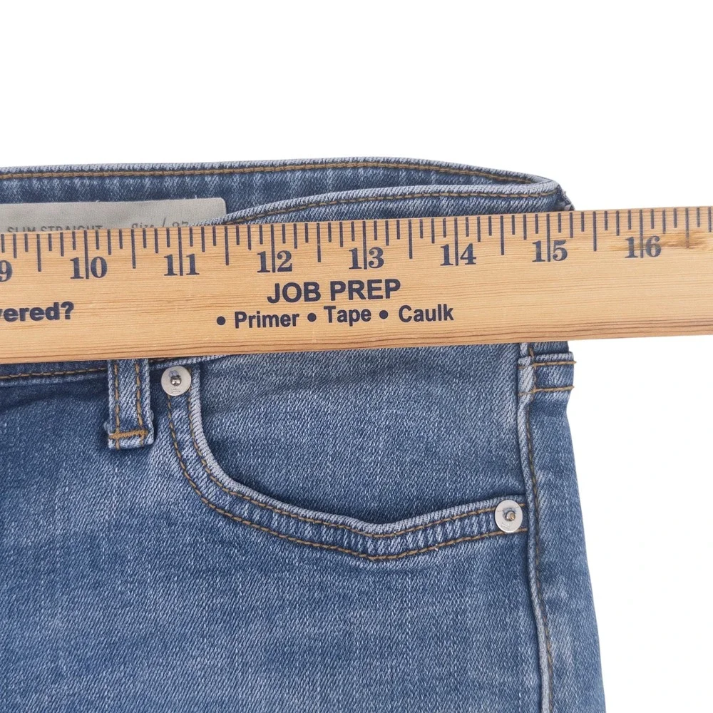 Anthropologie Pilcro Women's Size 27 Slim Straight Jeans Blue Raw Hem 25